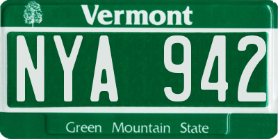 VT license plate NYA942