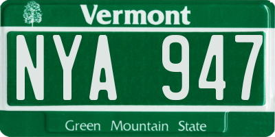 VT license plate NYA947