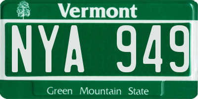VT license plate NYA949