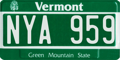 VT license plate NYA959