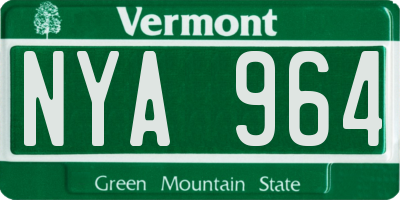 VT license plate NYA964