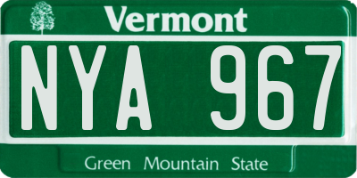 VT license plate NYA967