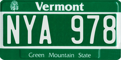 VT license plate NYA978
