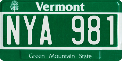 VT license plate NYA981