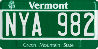 VT license plate NYA982