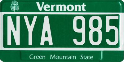 VT license plate NYA985