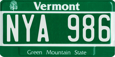 VT license plate NYA986