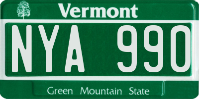 VT license plate NYA990