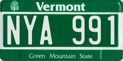 VT license plate NYA991