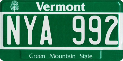 VT license plate NYA992
