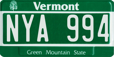 VT license plate NYA994