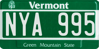 VT license plate NYA995
