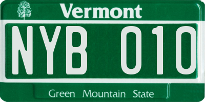 VT license plate NYB010