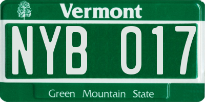 VT license plate NYB017