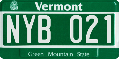 VT license plate NYB021