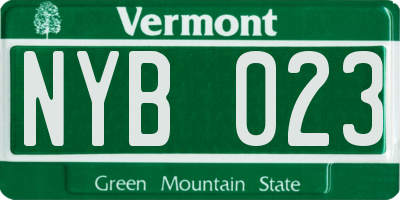 VT license plate NYB023