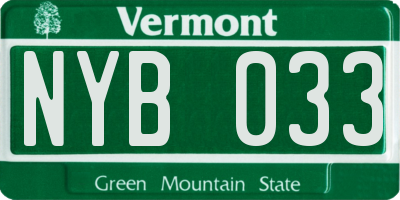 VT license plate NYB033