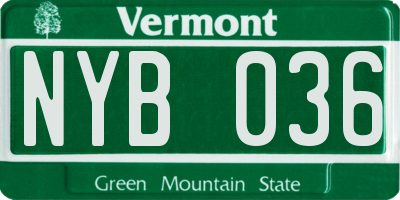 VT license plate NYB036