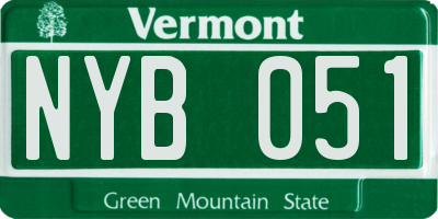 VT license plate NYB051