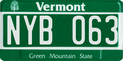 VT license plate NYB063
