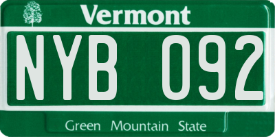 VT license plate NYB092