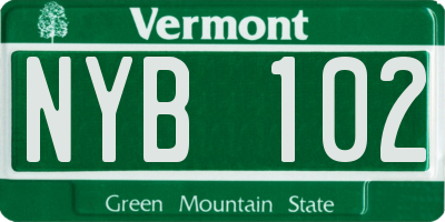 VT license plate NYB102