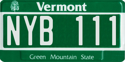 VT license plate NYB111