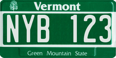 VT license plate NYB123