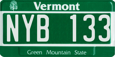 VT license plate NYB133