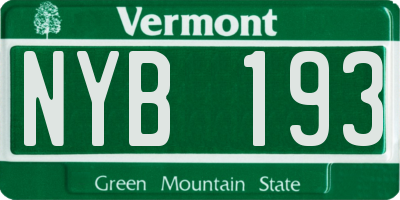 VT license plate NYB193