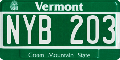VT license plate NYB203