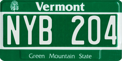 VT license plate NYB204