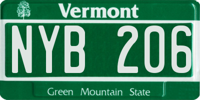 VT license plate NYB206