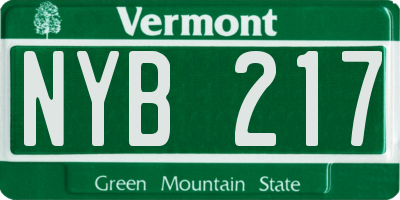 VT license plate NYB217
