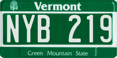 VT license plate NYB219