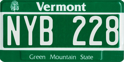 VT license plate NYB228