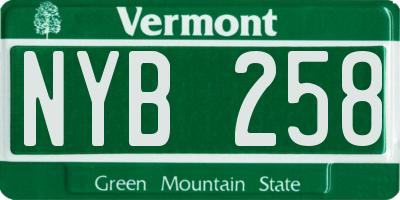 VT license plate NYB258
