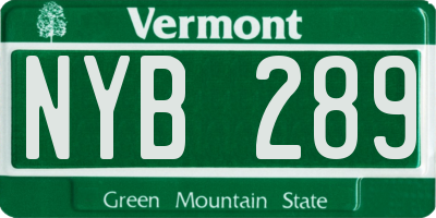 VT license plate NYB289