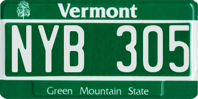 VT license plate NYB305