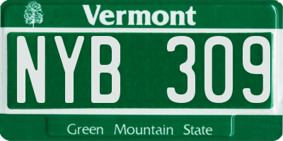 VT license plate NYB309