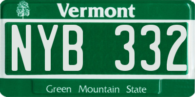 VT license plate NYB332