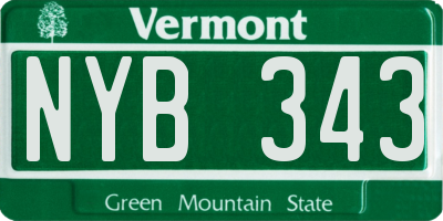 VT license plate NYB343