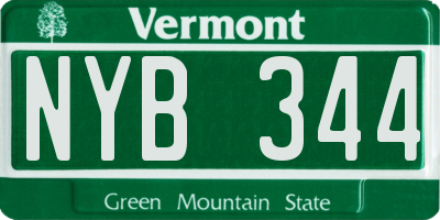 VT license plate NYB344