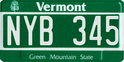 VT license plate NYB345