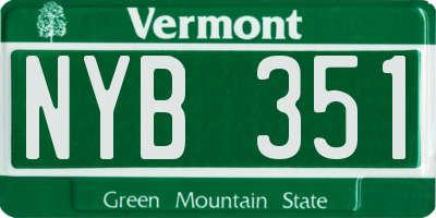 VT license plate NYB351
