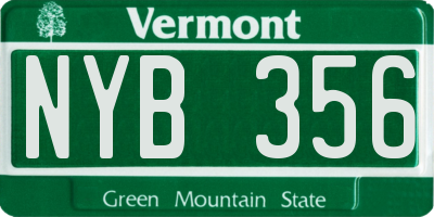 VT license plate NYB356