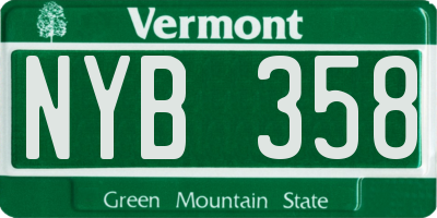 VT license plate NYB358