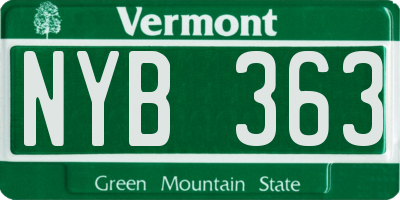 VT license plate NYB363