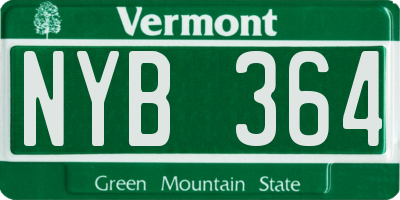 VT license plate NYB364