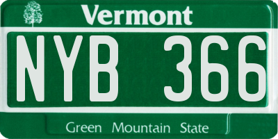VT license plate NYB366